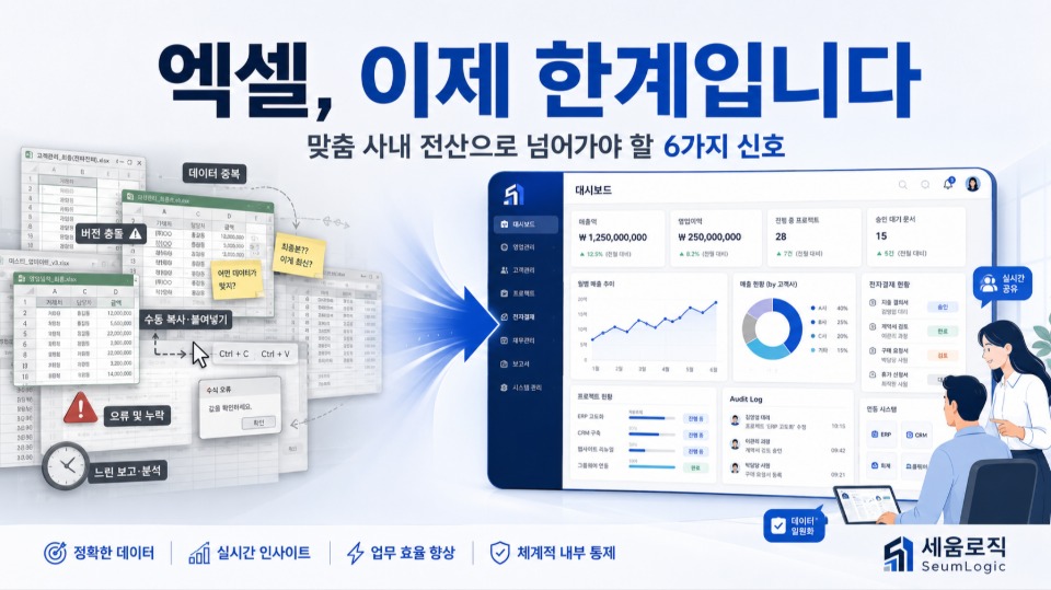 엑셀로 회사 관리, 이제 한계? — 맞춤 전산이 필요한 신호 6가지